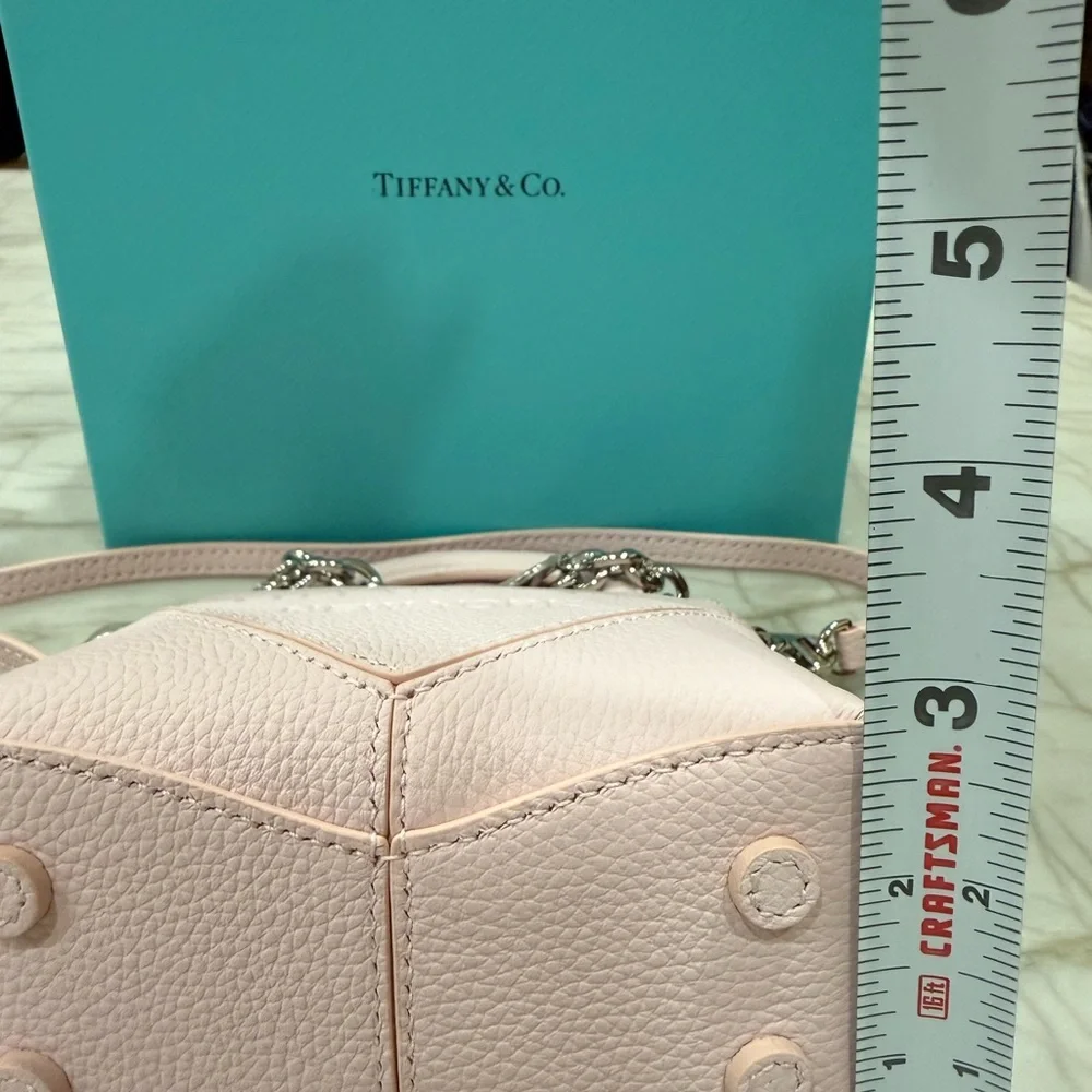 Tiffany & Co. Pale Pink Leather Mini Bag with Charm Chain New Full Set - Picture 12 of 15